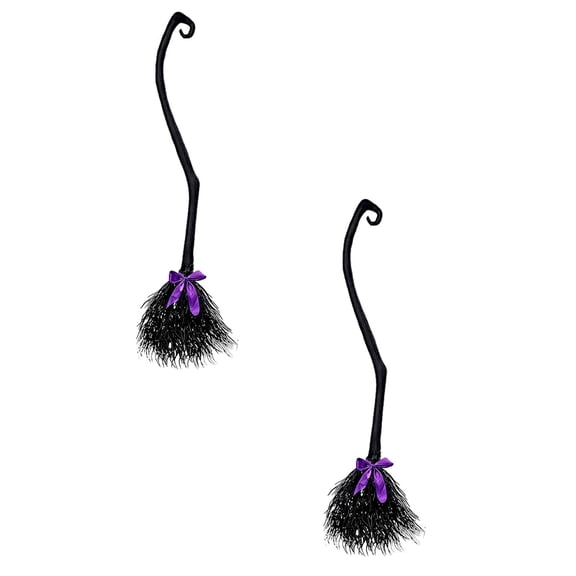 49.2''H Halloween Witch Broom with 3 Colorful Ribbon,Halloween Layout Props Witches Broomstick for Adults Halloween Party Halloween Decorations Gifts,2Pcs