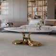 thumbnail image 1 of 49.2" Marble Coffee Table with Sintered Stone Top, Stainless Steel Base, 1 of 10