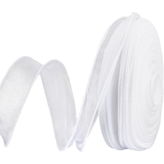 49.2 Yards White Sheer Organza Ribbon Sheer Chiffon Bows Shimmer Ribbon for DIY