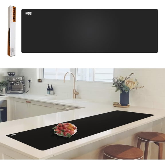 49.2" x 15.7" Large Silicone Mat for Kitchen Counter Protector, Cuttable Silicon Countertop Protector Mat Heat Resistant Mats for Countertop, Cut to Fit Placemat Ship Roll by , Black