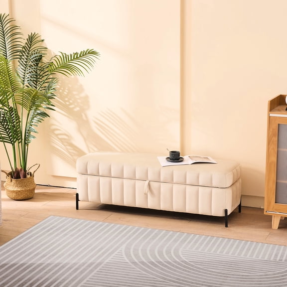 49.21" Wide Bench for Multi - Scenarios | Entryway Shoe Stool, Organize Throws, Soft Padding