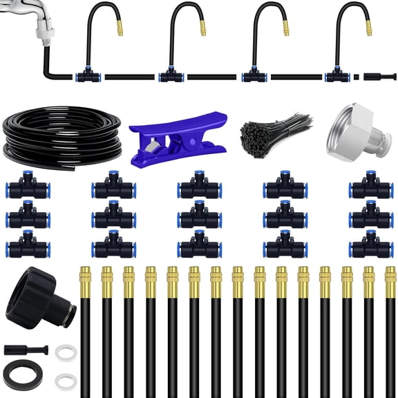 49.21Ft Drip Irrigation System, 360 Bendable Kit Automatic System for Garden, Adjustable Garden Watering Misting Greenhouse, Yard, Lawn, Plant
