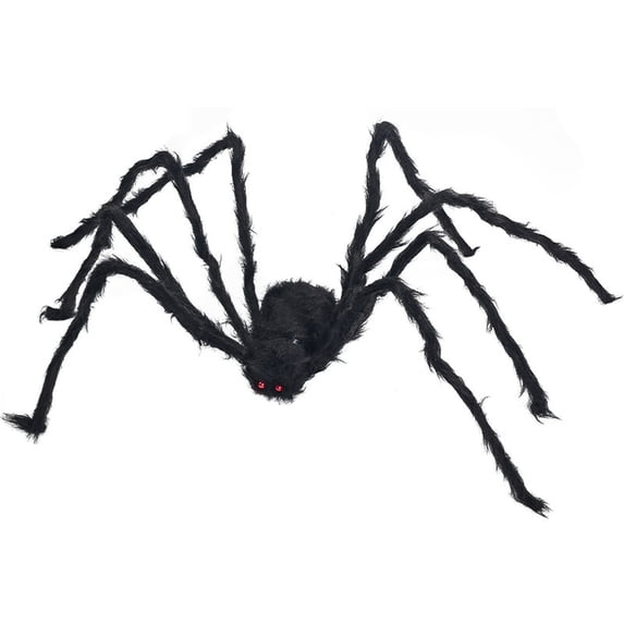49.21in Fake Spider Realistic Big Black Furry Spider Prop, Spiders Halloween Decorations, Halloween Furry Spiders Decorations Backyard Outdoor Halloween Scene Decoration