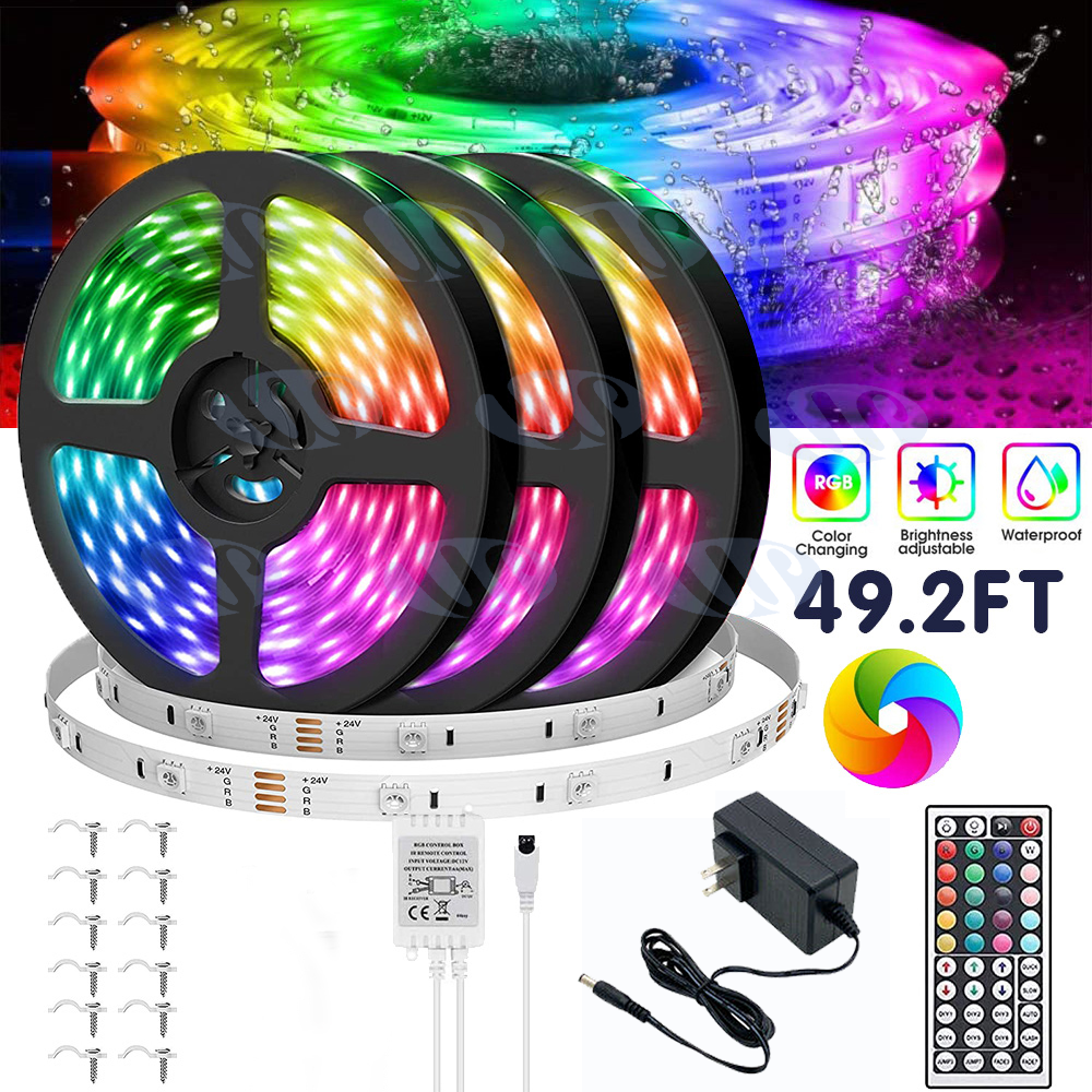49.2FT Tira De Luces 300-1200 LED RGB Color Tiras Led Para