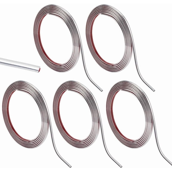 49.2Ft 5 Rolls Silver Molding Trim Peel and Stick Self Adhesive Flexible Wall Trim Skirting Board Liner Wallpaper Border PVC Backsplash Tile Edge