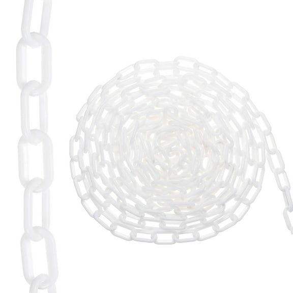 49.2Ft Plastic Chain Barrier, Safety Link Chain Stanchion for Crowd Control at Driveway Elevator Parking Lot, White