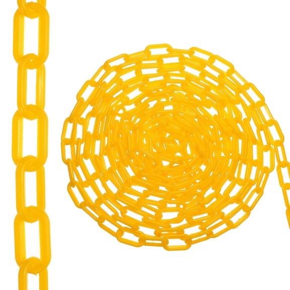 49.2Ft Plastic Chain Barrier, Safety Link Chain Stanchion for Crowd Control at Driveway Elevator Parking Lot, Yellow