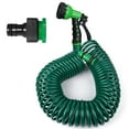 thumbnail image 1 of 49.2ft Coil Garden Hose TeqHome EVA Flexible Coiled Water Hose with 3/4” and 1/2” Adapter 7 Spraying Modes Self-coiling Water Hose for Boat Garden Yard Patio, 1 of 10