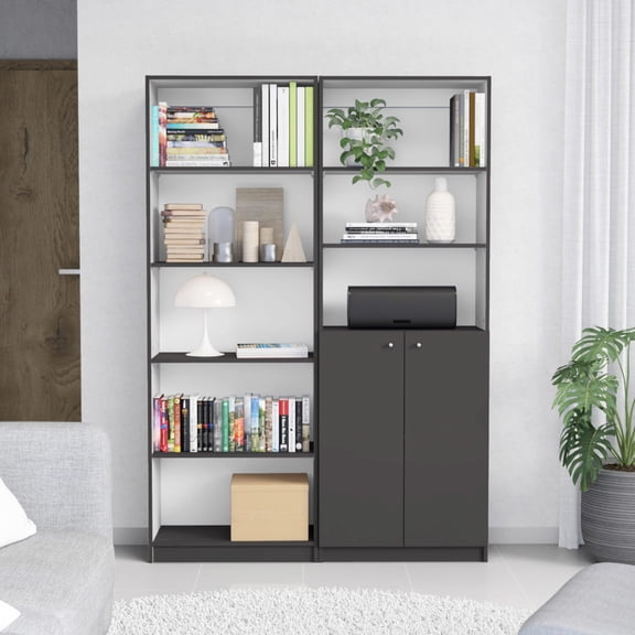 49.40-Inch Wide Bookcase Set with 8 Shelves and Double Door for Versatile Home Storage