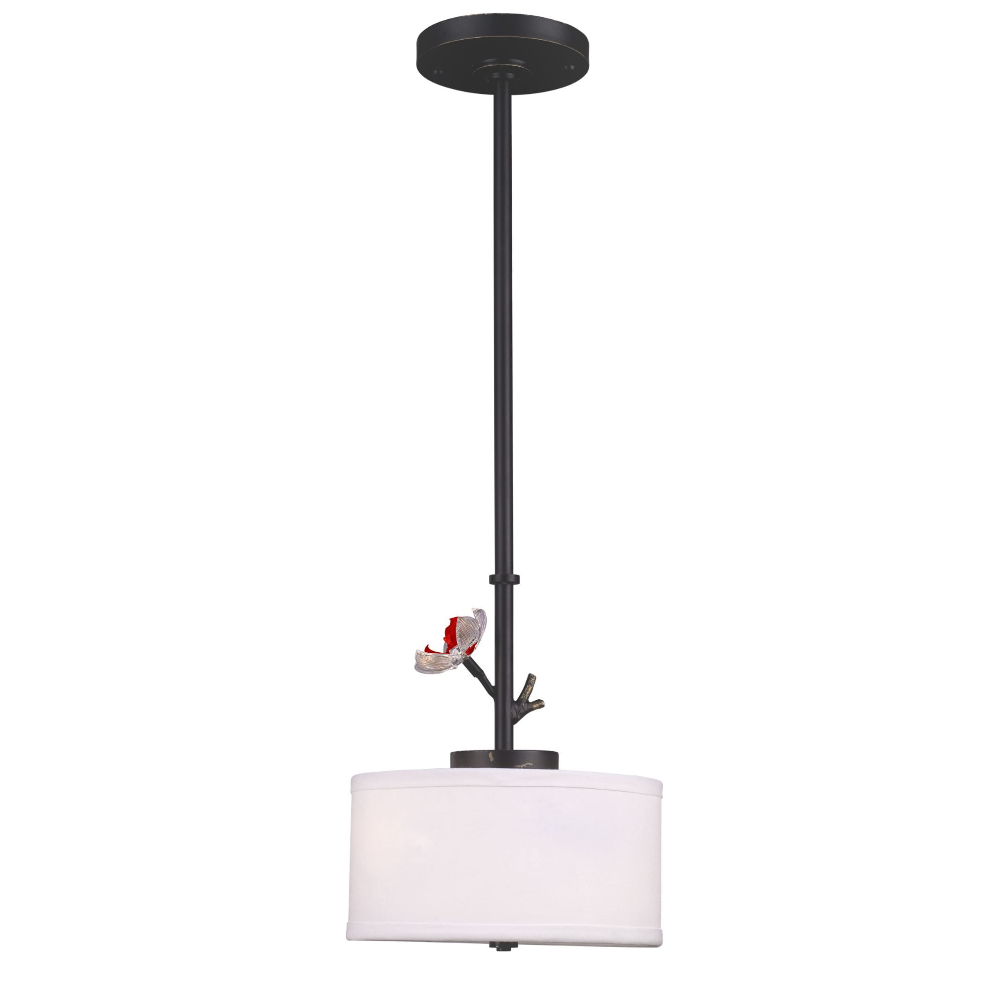 49.5" Bronze and Glass Mini Drum Pendant Light
