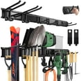 thumbnail image 1 of 49.5"Garage Tool Organizer Wall Mount 500lbs Garden Tool Organizer for Garage with Adjustable Hooks,Heavy Duty Yard Tool Storage Rack, Anti-Rust Shed Rack Holder Hanging Rake Broom Mower Snowboard, 1 of 8