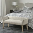 thumbnail image 1 of 49.5 Inch Accent Bench Chair with 4 Wood Legs, Upholstered Bed End Bench with Armrest and Backrest, Small Chair for Living Room Bedroom Dining Room, Multi-color, 1 of 7