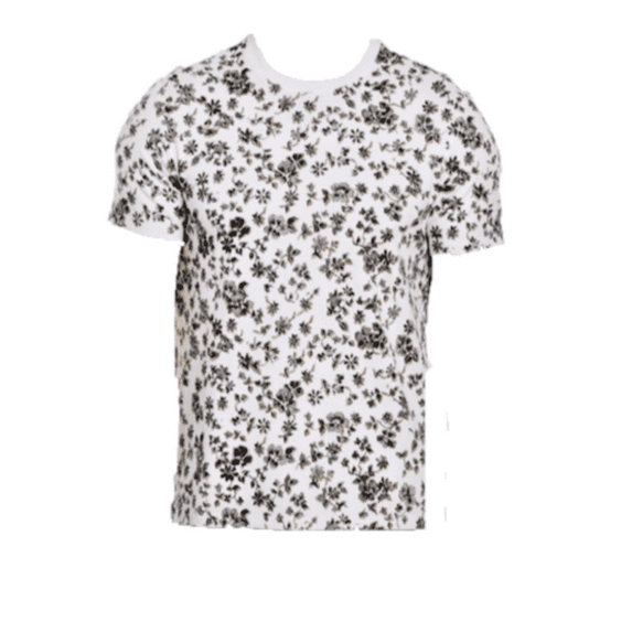 $49.50 Perry Ellis Men's, Floral Print Crew Neck Tee, White/Black, L