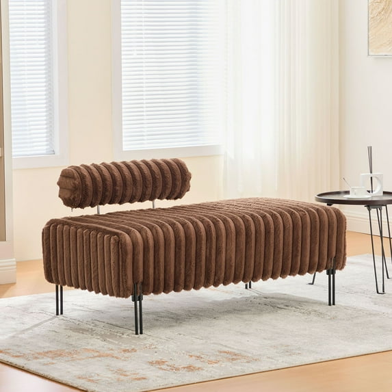 49.6 Inch Wide Upholstered Mini Loveseat in Neutral Colour with Metal Legs for Living Room or Bedroom Decor,Brown