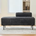 thumbnail image 1 of 49.6" Wide Upholstered Mini Loveseat with Metal Legs, 2-Seater Small Sofa End of Bed Bench Window Ottoman Footrest with Adjustable Back for Living Room Bedroom Entryway Hallway Small Space, Charcoal, 1 of 7