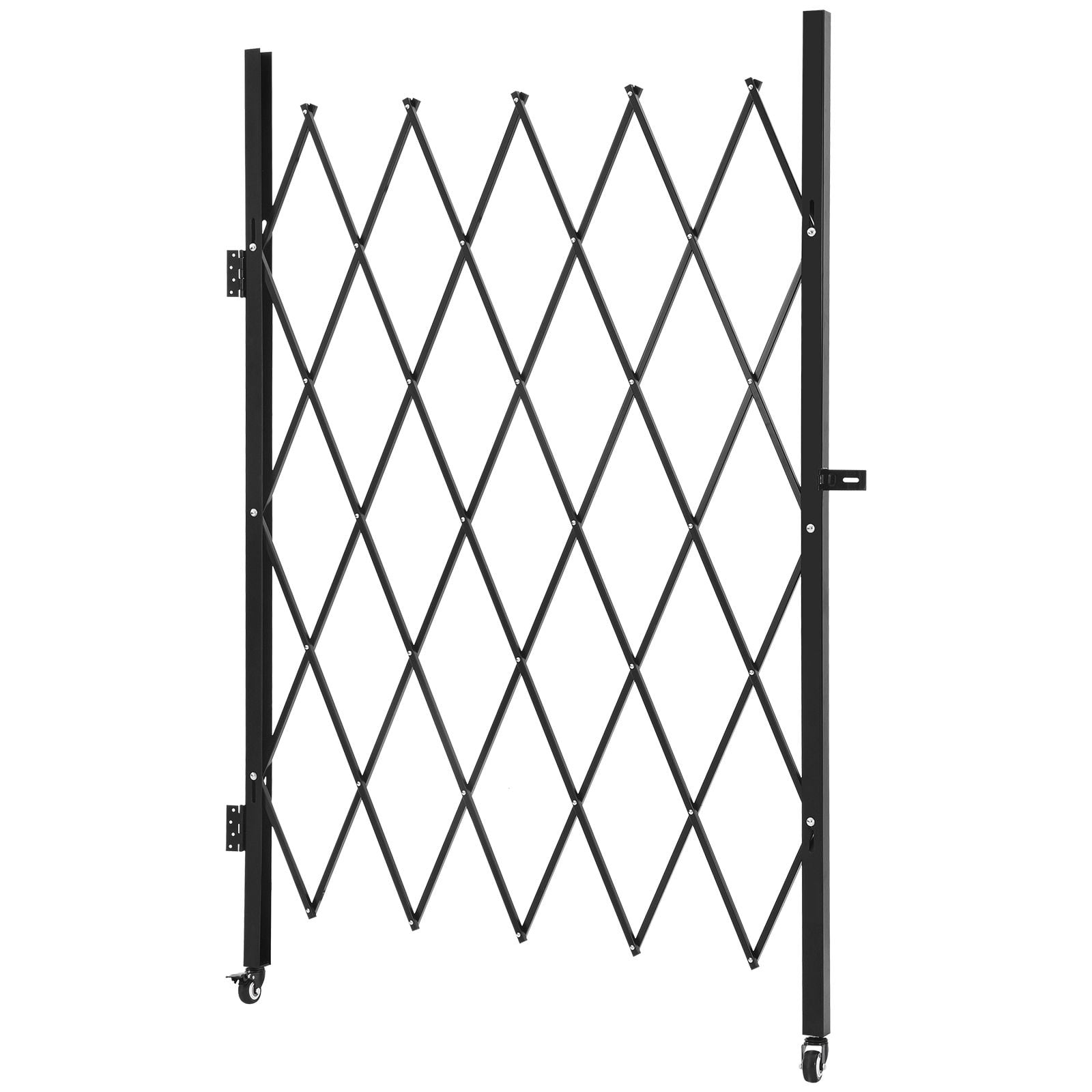 49.61"x77.76" Folding Lockable Scissor Gate, 360° Swivel Casters, Steel Retractable Barricade for Garage Warehouse Pool