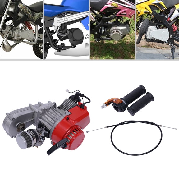 49.85cc 2-Stroke Single Cylinder Air-Cooled Gasoline Engine, 1.7KW Hand Pull Start Replacement Motor for Mini Dirt Bike