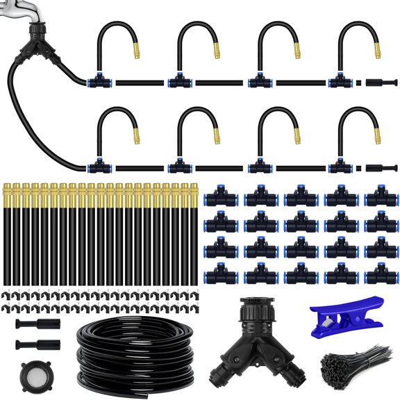 49/ 98Ft Drip Irrigation System 360° Bendable Drip Irrigation Kit Automatic Irrigation System for Garden Greenhouse