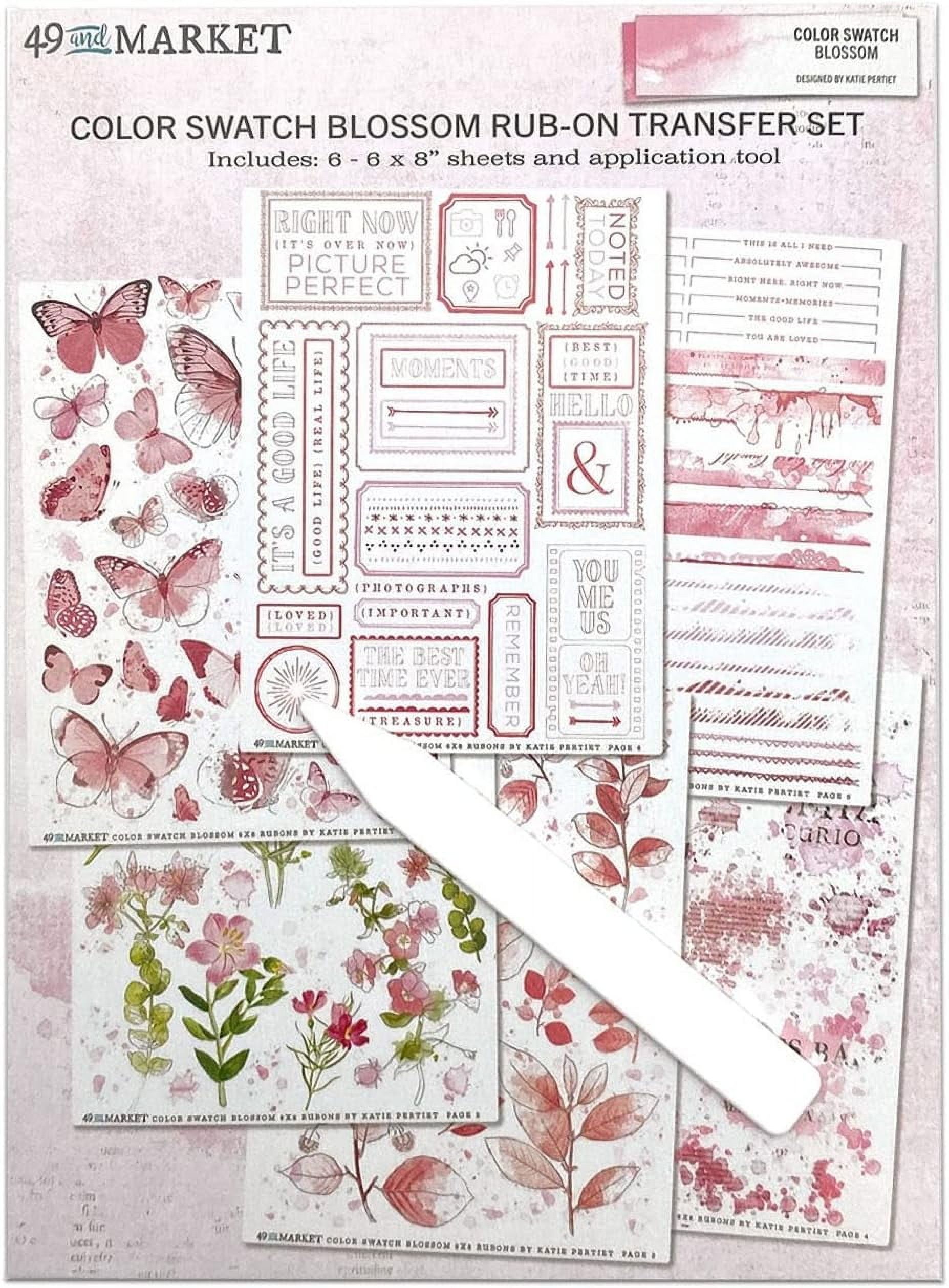 49 AND MARKET Color Swatch Blossom RubOns 6"X8" 6/Sheets, Multicolor