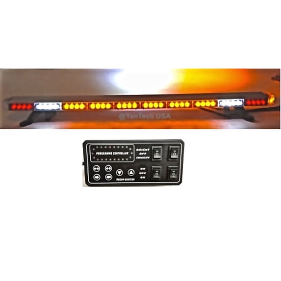 49" Amber LED Emergency Light Bar Flashing Tow/Plow Truck Wrecker w/ Brake Lights & Turn Signals