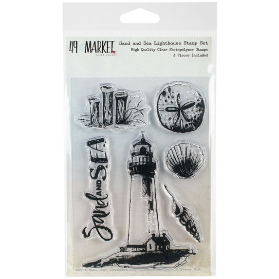 49 And Market Clear Stamps 4"X6"-Sand & Sea Lighthouse