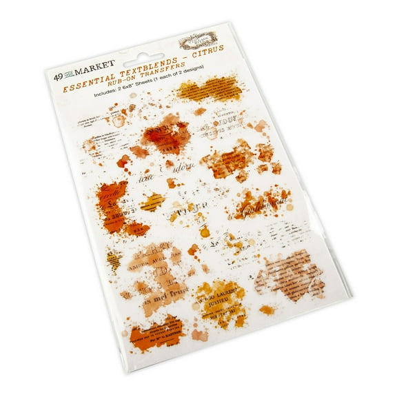 49 And Market Essential Textblends Rub-Ons 6"X8" 2/Pkg-Citrus