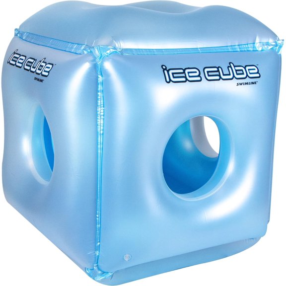 49" Blue Inflatable Ice Cube Habitat Swimming Pool Float