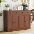 thumbnail image 1 of 49" Brown Buffet Cabinet with Doors & Drawers, Modern Kitchen Storage Sideboard, Coffee Bar Console for Dining Room, Living Room, Entryway, 1 of 13