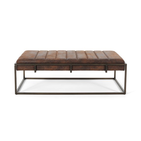 49" Brown and Gold Hand Crafted Rectangular Ottoman Bench