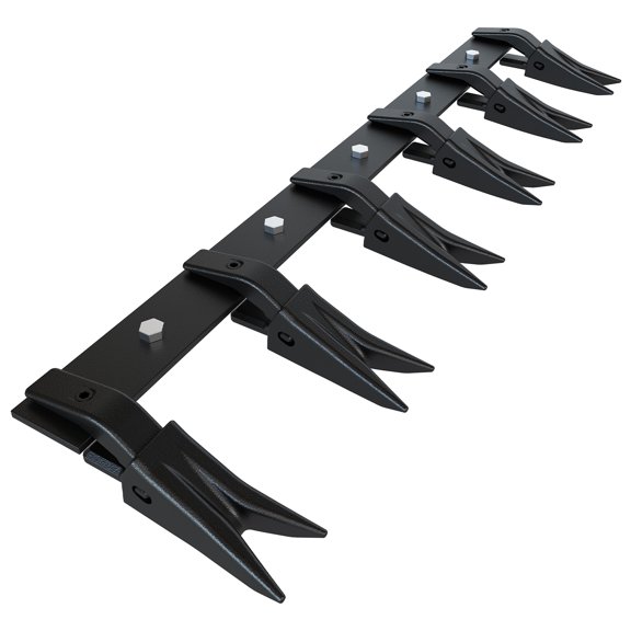 49" Bucket Tooth Bar with 6 Teeth, Heavy Duty Tractor Loader Attachment for Sub-Compact Tractors & Skid Steer, No Drill Clamp-On Install, Fits 1/2" or Smaller Cutting Edge for Digging, Grading, Bucke