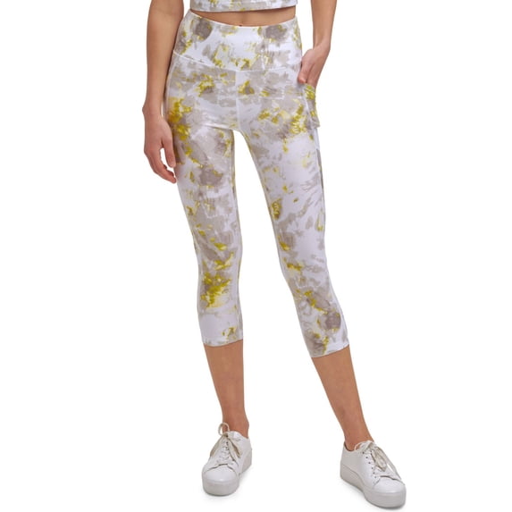 $49 Calvin Klein Women's High Waist Stretch, Crop Tight Legging, Daffodil, XS