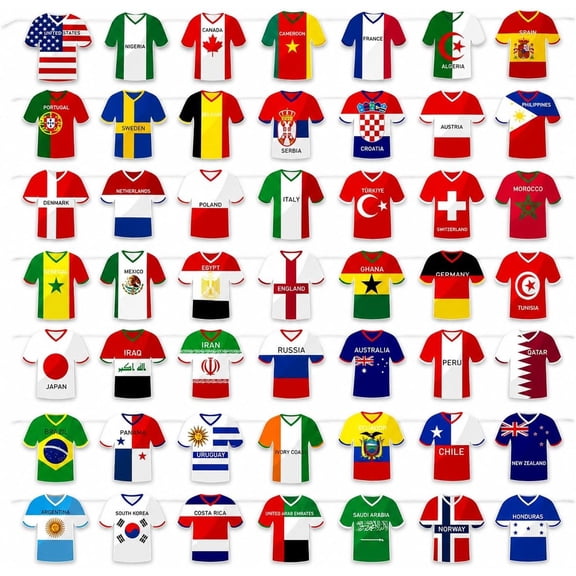 49 Countries Flags Banner Garland - International World Flag String for Soccer Fan Zone, Cup 2026 American Canada Mexico Supporters