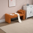 thumbnail image 1 of Modern Boucle Teddy Ottoman Bench with Headrest and Armrest,  Comfy Upholstered End Bed Bench with Wood Hairpin Legs for Bedroom, Living Room, Hallway, Orange, 1 of 9