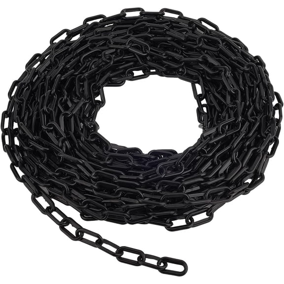 49 Feet/15M Plastic Barrier Chain Long Black Chains 6mm Weatherproof Connector Safety Link Crowd Control Cable Chains for Jewelry Making Necklace Bracelet Craft Garden Fence Decoration Black DIY