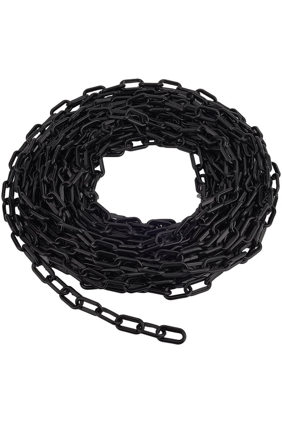 49 Feet/15M Plastic Barrier Chain Long Black Chains 6mm Weatherproof Connector Safety Link Crowd Control Cable Chains for Jewelry Making Necklace