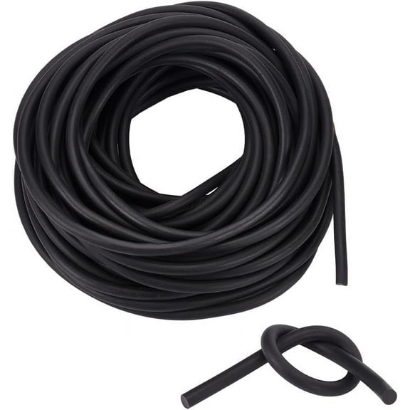 49 Feet Solid Rubber Cord 6mm Thick Rubber Rope Round Cord Black Rubber Tube Beading Crafting Stretch String for DIY Craft Beading Necklaces Black