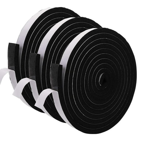 49 Feet Weather Stripping Foam Insulation Tape, 1 Inch Wide x 1/2 Inch Thick Self Adhesive Foam Seal Tape, High Density Door Seal Strip Window