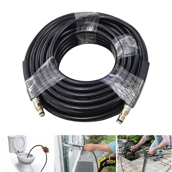 49 Ft High Pressure Replacement Hose for Cleaning Machine with Steel Wire Weaving and Quick Coupling for Outdoor Pipe Unclogging