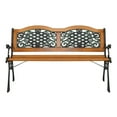 thumbnail image 1 of 49" Garden Bench, Outdoor Patio Park Chair, Hardwood Slats Cast Iron Frame Seat, A, 1 of 7