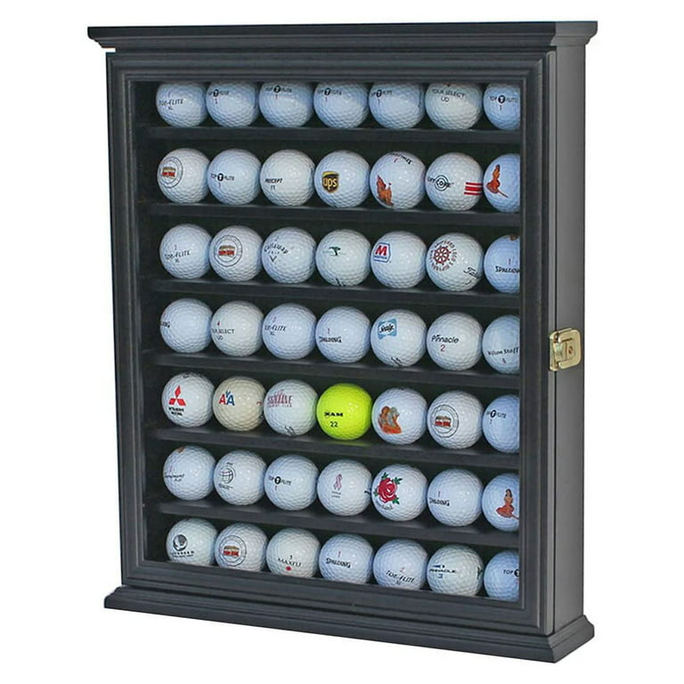 49 Golf Ball Display Case Cabinet Holder Rack w/ UV Protection, GB49-BL 