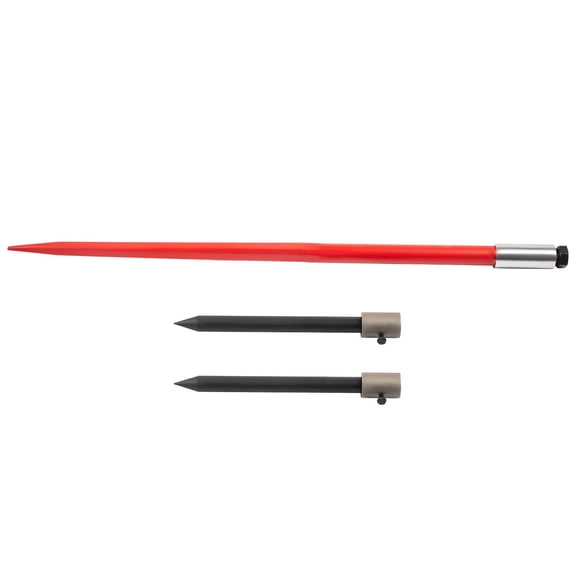 49 in Hay Bale Spear, 3000 lb Capacity Spring Steel Bale Spike with Nut, Sleeve and 2 Stabilizer Spears, Powder-Coated Farm Attachment for Tractors, Loaders, Telehandlers and Hay Moving