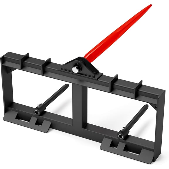 49" Hay Bale Spear, 3000lbs Capacity Skid Steer & Tractor Attachment, Quick Attach Bale Spear Frame with 149" Spear & 217.5" Stabilizer Spears, Spike Fork Bale Mover for Farm(Black)