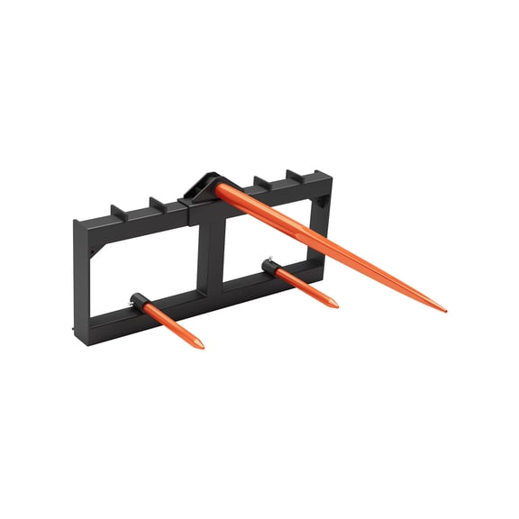 49" Hay Bale Spear Attachment, 3000LBS Capacity Skid-Steer Quick Attach Spike Forks with 1pc 49" Hay Spear and 2pcs 17" Stabilizer Spears for Tractors