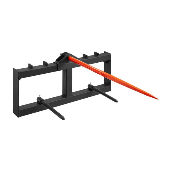 49" Hay Spear - 1600lbs Capacity - Skid Steer Tractor Attachment - with Stabilizer Spears - Quick Attach Spike Forks