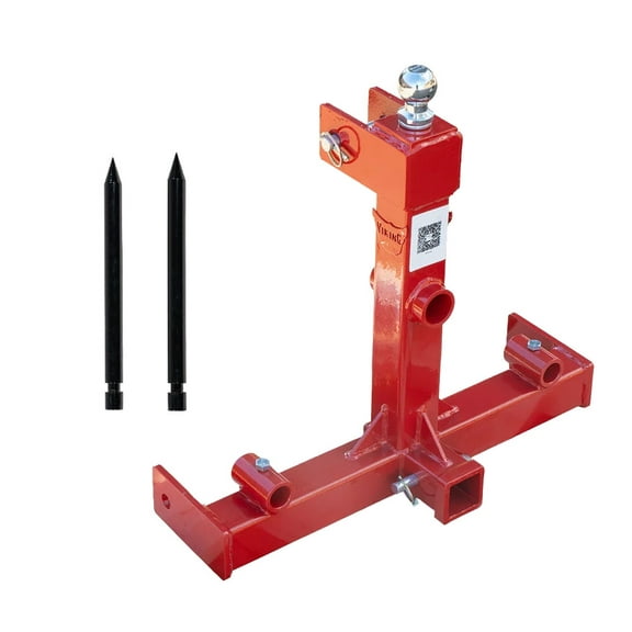 49" Hay Spear 3000lbs WLL, Three-Point Hitch Tractor Attachment, and 2 Pcs 17" Hay Bale Spear Stabilizer with Trailer Gooseneck Ball Drawbar for Category 1 Tractor