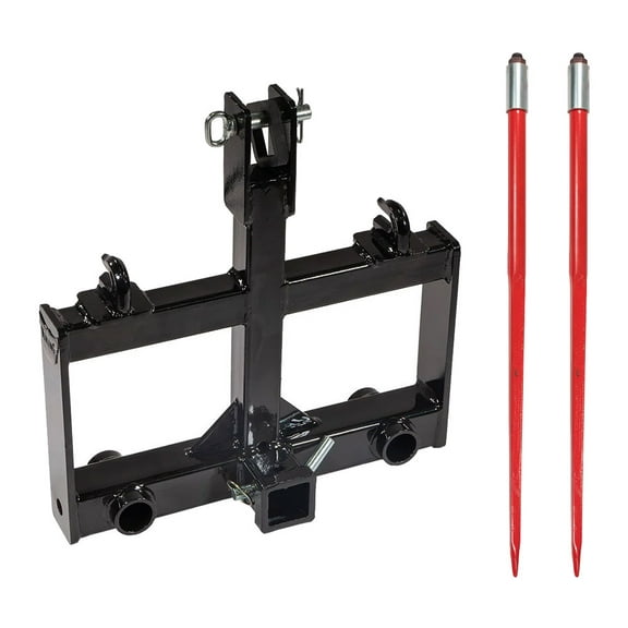 49" Hay Spear Attachment for Tractor, 3000lbs Capacity 1Pc Skid Steer Loader, Quick Attach 2Pcs Bale Spears for Loaders, Cranes, Telehandlers