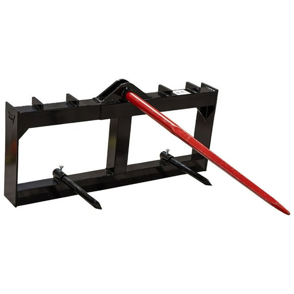 49" Hay Spear for Tractor w/ Dual Stabilizer Bar 3,000 lbs WLL Skid Steer Bale Spear Quick Attachment Frame for Mowers, and Haulers