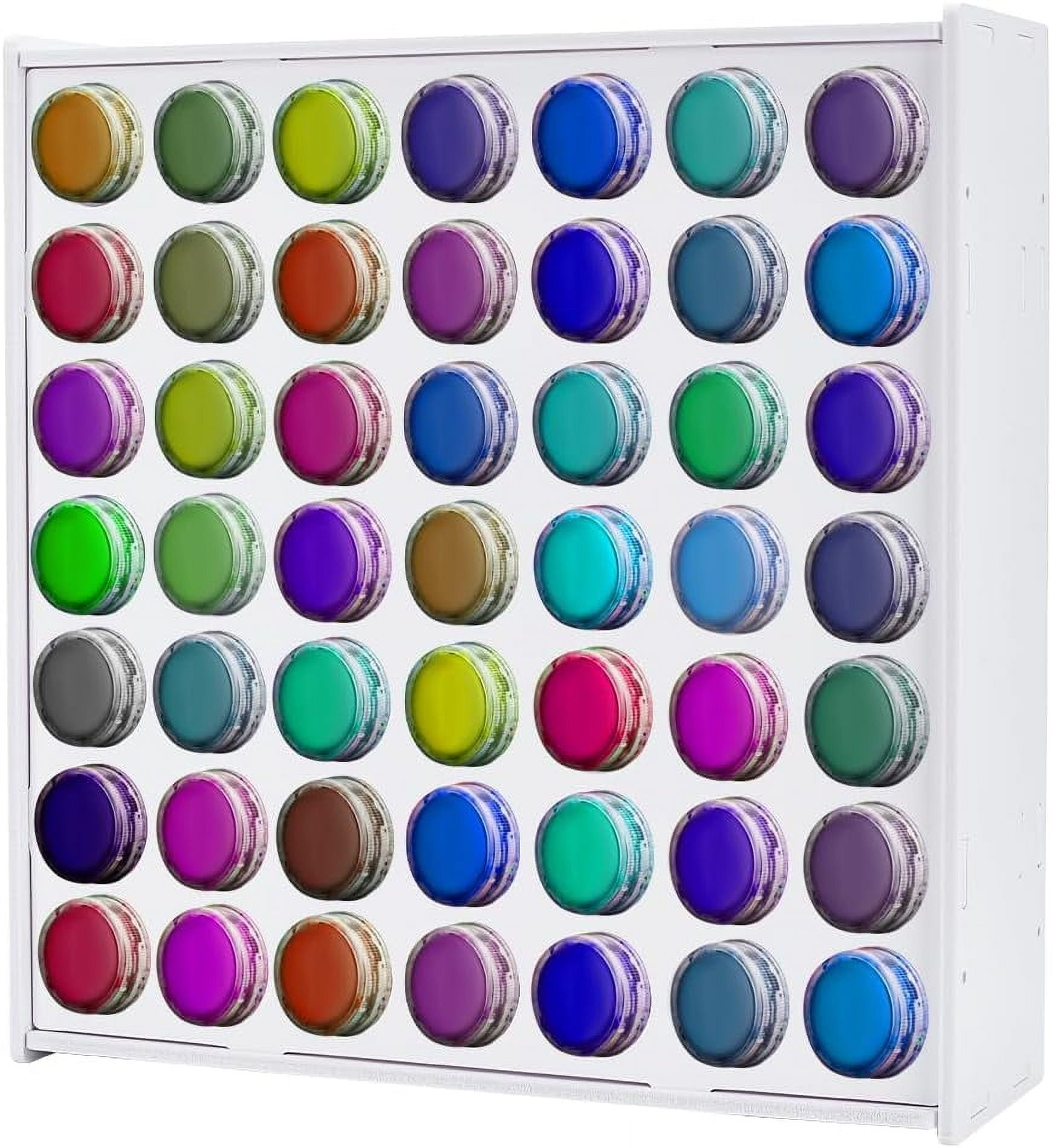 49-Hole Craft Paint Storage Organizer Hole Diameter 1.5inch White Vertical Paint Rack Assembly Plastic Paints Organizer Containers Wall Mounted Paint Holder for Miniature Paint Set diy