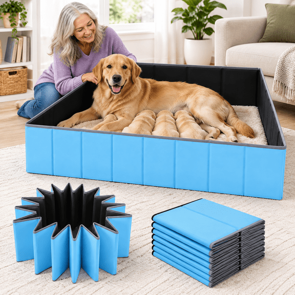 49 Inch Foldable Portable Large Dog Playpen Whelping Box Multi-Functional Pet Supplies