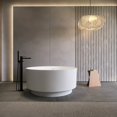 thumbnail image 1 of 49 Inch Round Freestanding Soaking Bathtub for Bathroom, Solid Surface Matte White Tub with Modern Design for Spacious Layouts, Deep Soak Experience, Easy Installation, 1 of 9